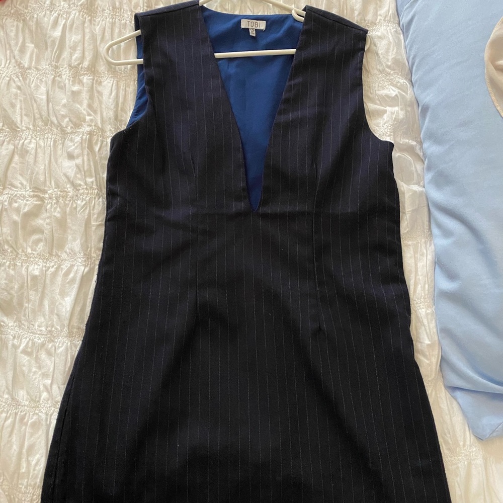 Low cut pinstripe mini dress
